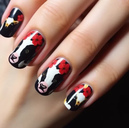 Cow Print Nails