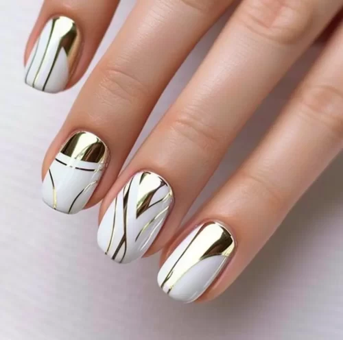 Chrome White Nails