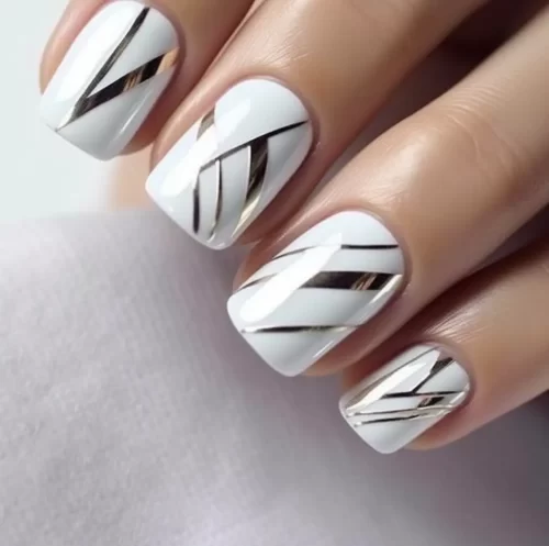 Chrome White Nails